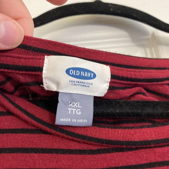 Old Navy Long Sleeve Striped Shirt Women's Plus Size 2XL Red Black - Picture 2 of 3